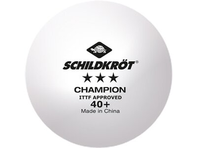 SCHILDKRÖT Tischtennisball 3-Stern CHAMPION POLY 40+ 4er Weiß