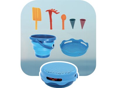 SCHILDKRÖT Schildkröt 7in1 Sand Toys Set, innovatives Sand-Spielset im Handtaschenformat, kompakt un Blau
