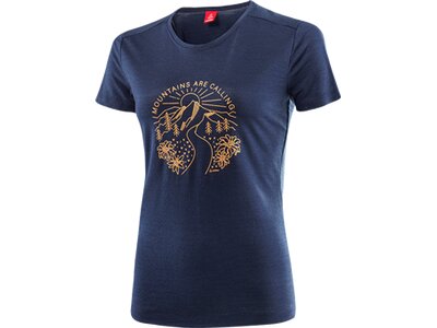 LÖFFLER Damen Shirt W PRINTSHIRT MOUNTAINS MERINO- Blau