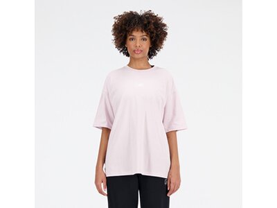 NEW BALANCE Damen Shirt Essentials Graphic Cotton Jersey Oversized T-Shirt Pink