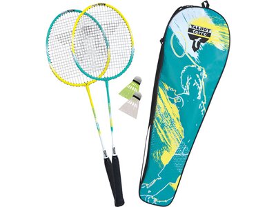 TALBOT/TORRO Badmintonset Talbot Torro Premium Badminton-Set 2-Fighter, 2 leichte und handliche Alu- Blau