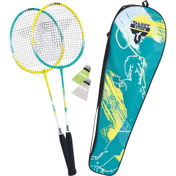 TALBOT/TORRO Badmintonset Talbot Torro Premium Badminton-Set 2-Fighter, 2 leichte und handliche Alu-