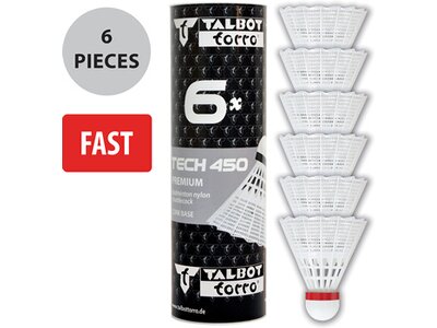 Talbot-Torro Badmintonball Tech 450, Premium Nylonfederball, 6er Dose Pink