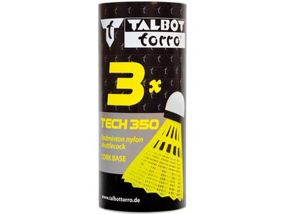Talbot-Torro Badmintonball Tech 350, Nylonfederball, 3er Dose Gelb