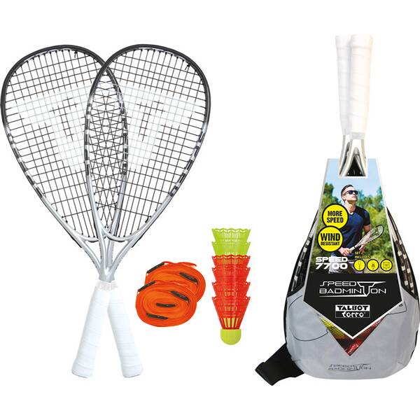 TALBOT/TORRO Talbot-Torro Speed-Badminton Premium-Set Speed 7700, 2 kraftvolle Graphit-Composite Rac