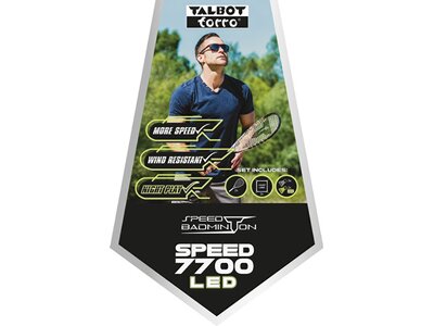 TALBOT/TORRO Talbot-Torro Speed-Badminton Premium-Set Speed 7700, 2 kraftvolle Graphit-Composite Rac Grau