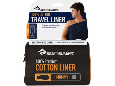 SEA TO SUMMIT Schlafsack Premium Cotton Travel Liner - Mummy with Hood & Box foot Navy Blue Blau
