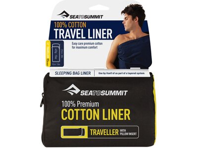 SEA TO SUMMIT Schlafsack Premium Cotton Travel Liner - Traveller (with Pillow slip) Navy Blue Blau