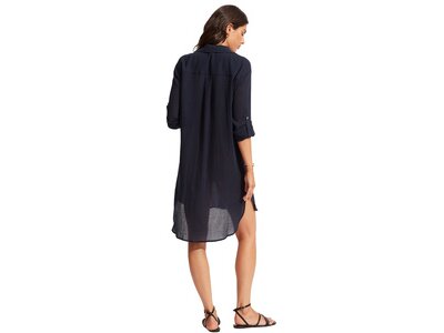 SEAFOLLY Damen Strandkleid /-Hemd "Crinkle Twill Beach Shirt" Blau