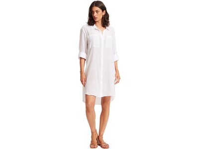 SEAFOLLY Damen Strandkleid /-Hemd "Crinkle Twill Beach Shirt" Weiß