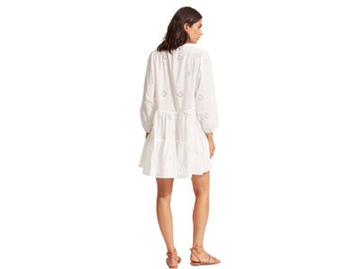 SEAFOLLY Damen Kleid Embroidery Tiered Dress Weiß