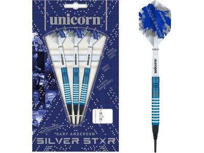 UNICORN Dartpfeil Unicorn Silver Star Blue Gary Anderson Soft Darts Blau