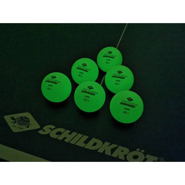 Donic-Schildkröt Tischtennisball Glow in the Dark, 6 hellgrüne, fluoreszierende Bälle in Poly 40+ Qualität, für das Spiel bei Dämmerung und Dunkelheit, 608507 000 -