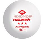 Vorschau: Donic-Schildkröt Tischtennisball 3-Stern Avantgarde, Poly 40+ Qualität, 6 Stk. im Blister, 3x weiß /
