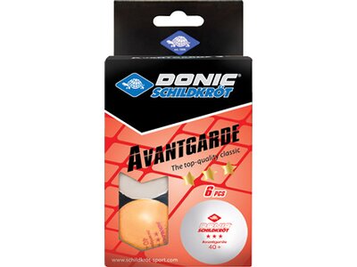 Donic-Schildkröt Tischtennisball 3-Stern Avantgarde, Poly 40+ Qualität, 6 Stk. im Blister, 3x weiß / Orange