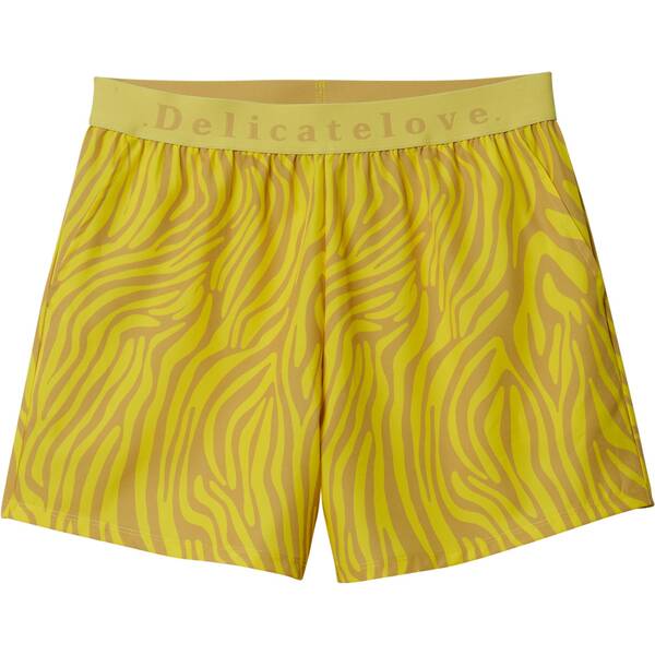 DELICATELOVE Damen Shorts Shorts mit Logo Bund Big Tiger › Gelb  - Onlineshop Intersport