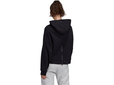 ADIDAS Damen Sweatshirt mit Kapuze "Back Zip Graphic Hoodie" Schwarz