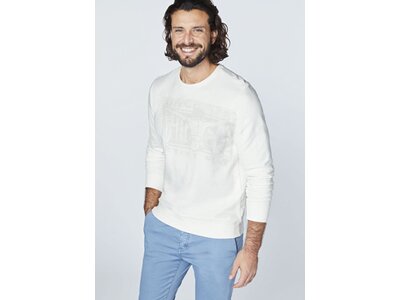 CHIEMSEE Sweatshirt mit tonalem Flockprint Grau