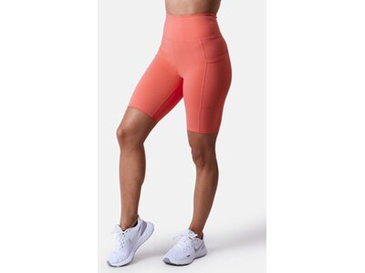 CLN ATHLETICS Damen Tight Shorts Bike Pocket Shorts Orange
