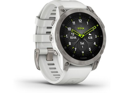 GARMIN EPIX™ SAPPHIRE Schneeweiss /Titanium Titan mit QuickFit®-Silikon-Armband 22 mm weiß