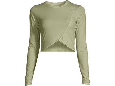 CASALL Damen Shirt Overlap Crop Long Sleeve Grün